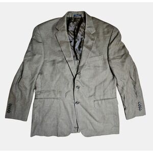 Ralph Lauren Wool Silk Blend Houndstooth Sport Coat Blazer Jacket Mens 44R‎ Tan